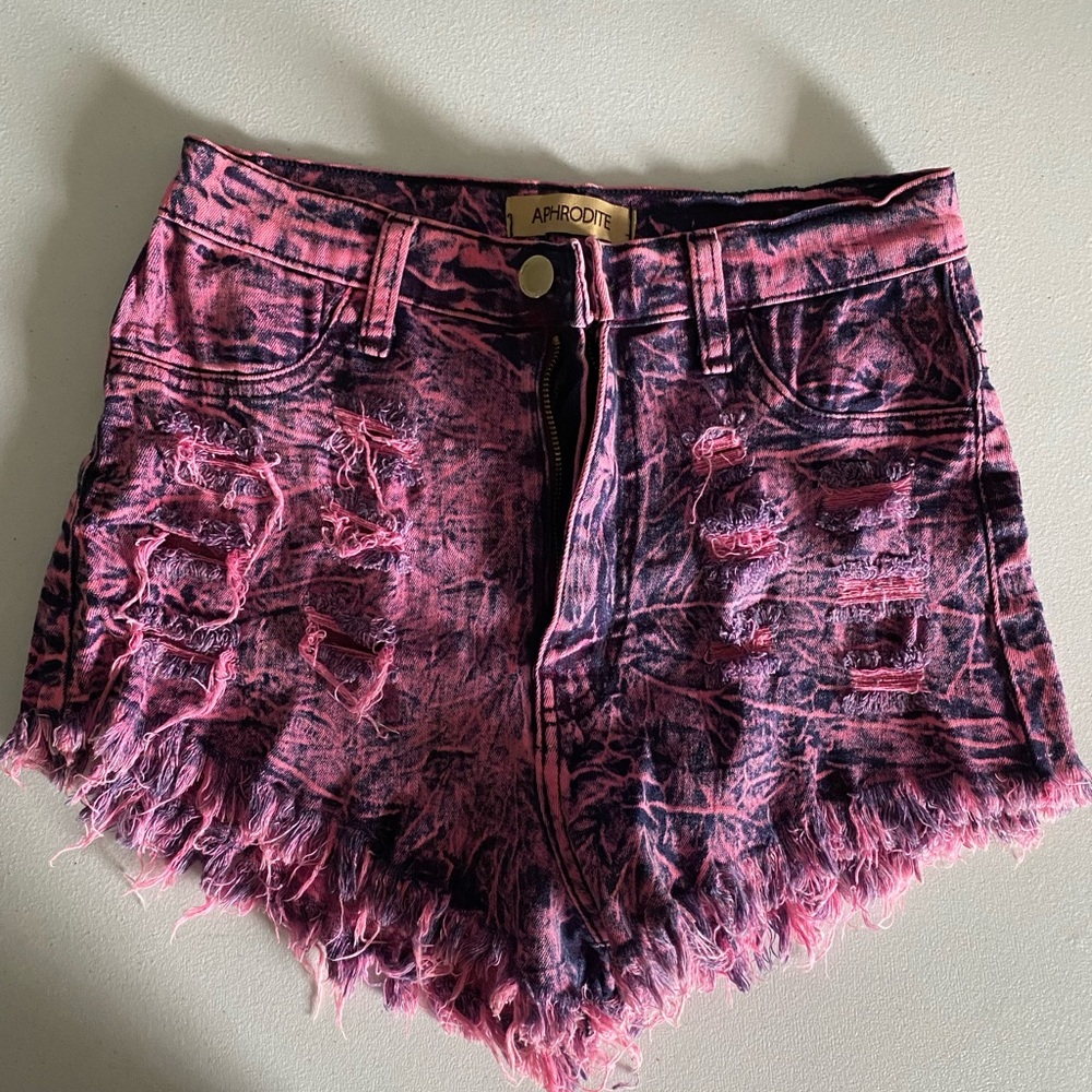 Aphrodite Vibrant Pink Frayed Jean Shorts